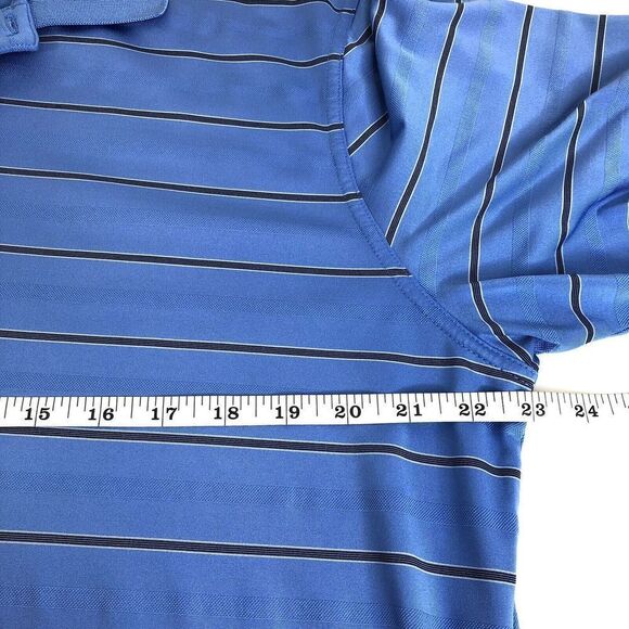 Greg Norman Men's Play Dry Polo Shirt Short Sleeve Golf Size Large Blue Striped - Picture 5 of 6
